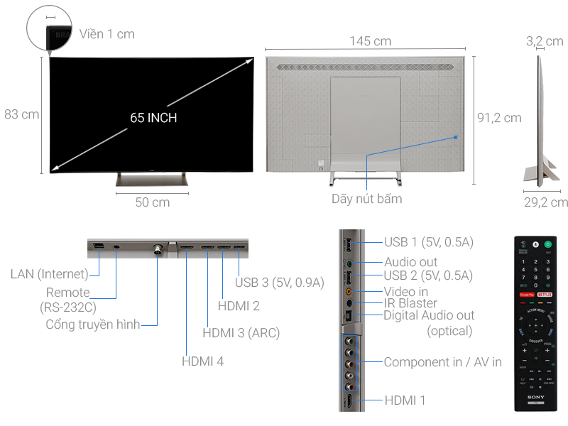 Smart Tivi Sony 4K 65 inch KD-65X9300E