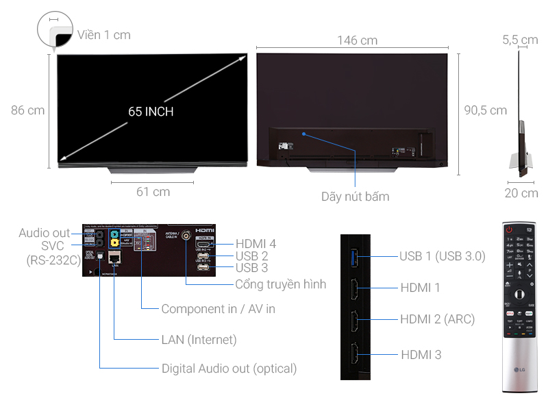 Smart tivi OLED LG 65 inch 65E7T